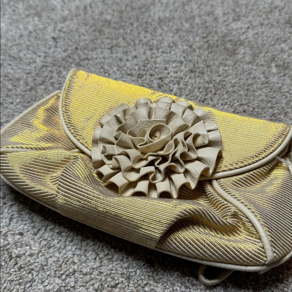 Loeffler Randall for Target Gold Metallic Rosette Wristlet Clutch